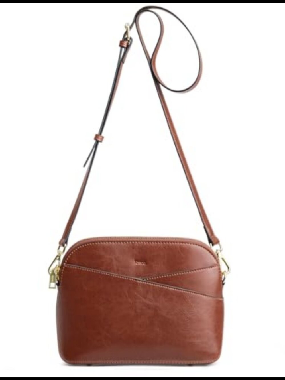 Kattee Genuine Leather Crossbody Bag Gold-tone Hardware Adjustable Strap